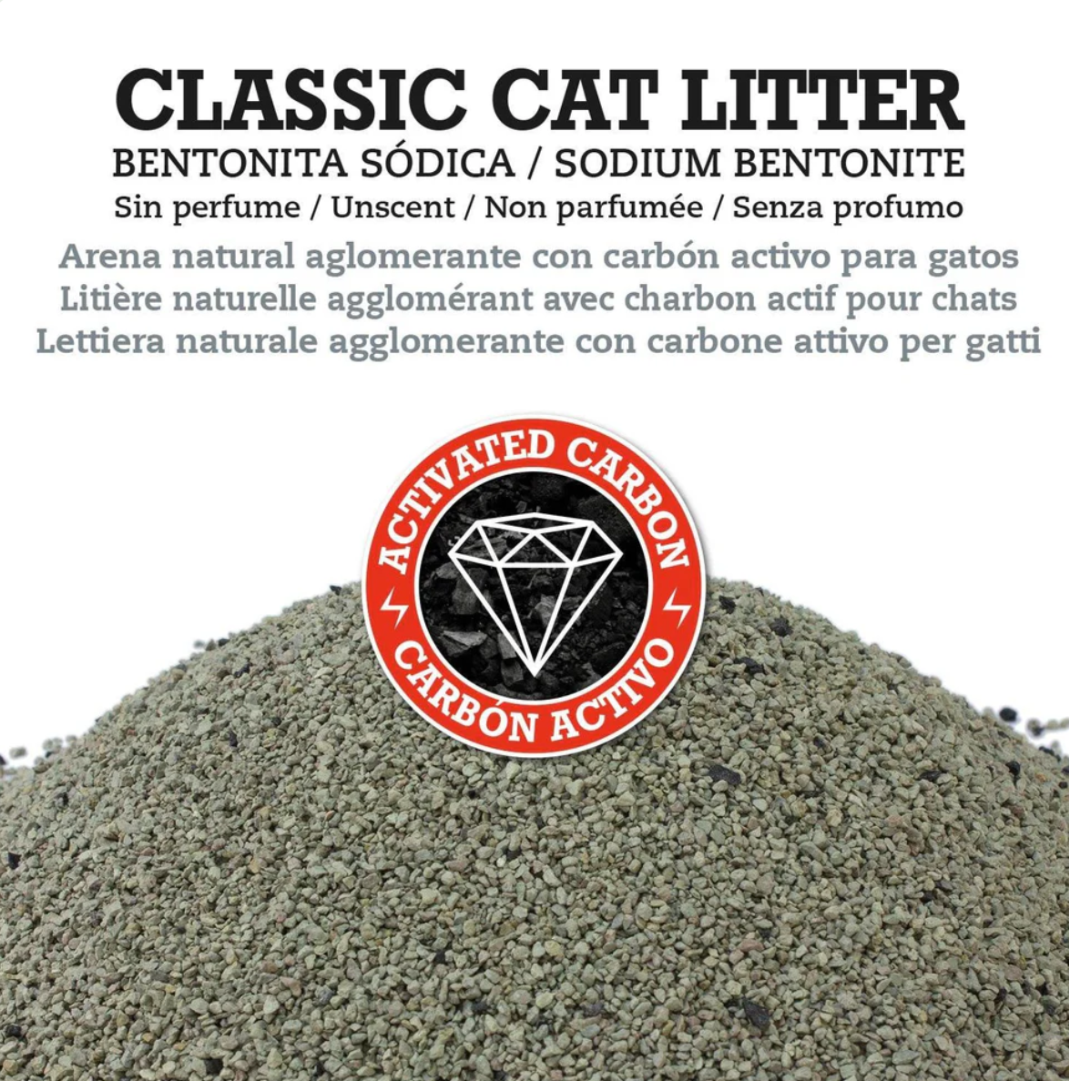 Arena aglomerante de bentonita sódica para gatos Classic Cat Litter
